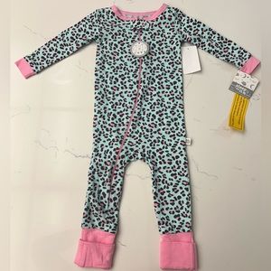 Baby Girl Pink Leopard Print Play and Sleep Onesie